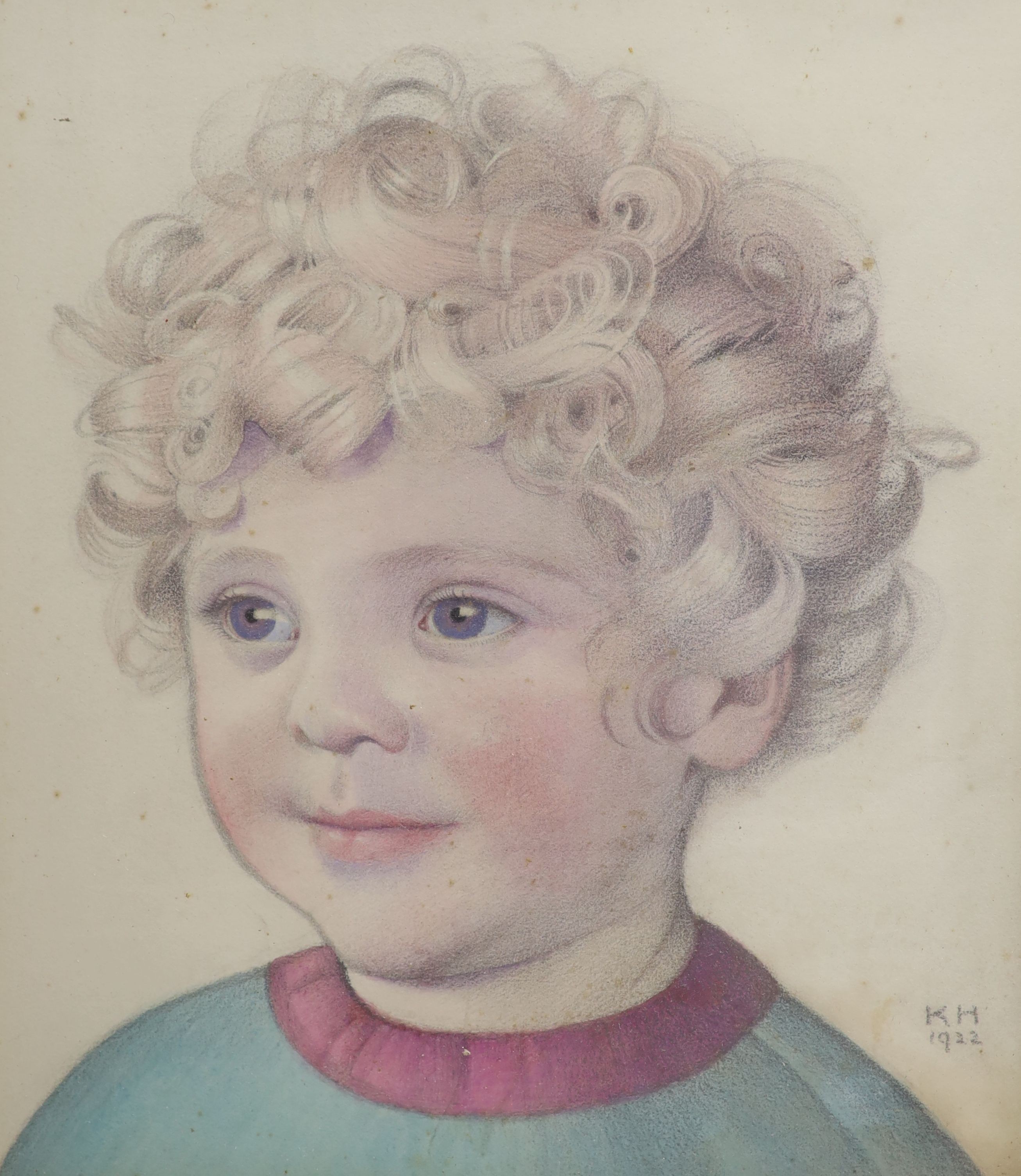 Keith Henderson (1883-1982), pencil and watercolour, Portrait of Jasper Ridley, Aged 2, initialled and dated 1922, 28 x 24cm